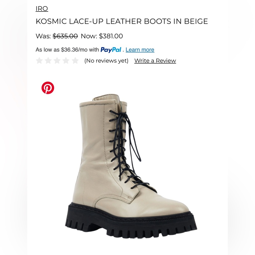IRO Cosmic Lace Up Leather Boot in Beige